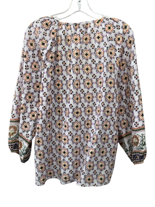 Cleobella Size L White, Orange & Purple Cotton Abstract Floral Button Front Top White, Orange & Purple / L