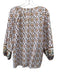 Cleobella Size L White, Orange & Purple Cotton Abstract Floral Button Front Top White, Orange & Purple / L