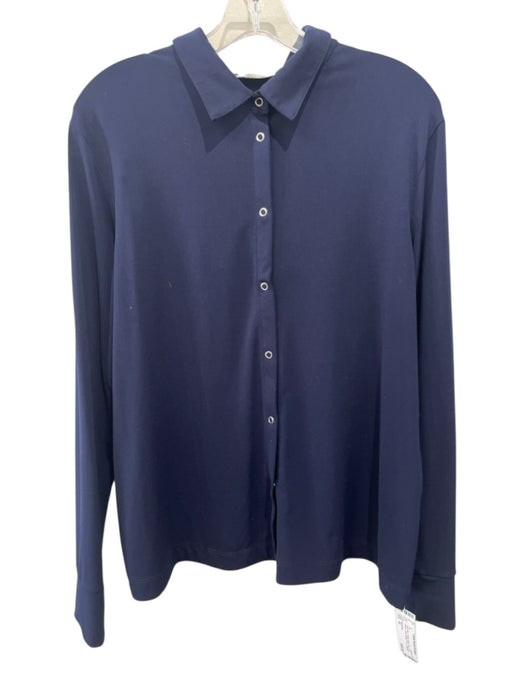 Anatomie Size XL Navy Blue Faded Fabric Tag Long Sleeve Snap Button Front Top Navy Blue / XL