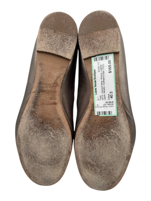Chloe Shoe Size 40.5 Bronze Leather Upper Metallic Scalloped Edge Pump Flats Bronze / 40.5