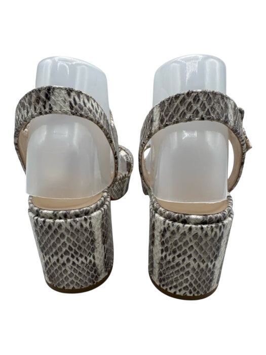 M. Gemi Shoe Size 41 Cream & Gray Leather Upper Snakeskin Embossed Sandals Cream & Gray / 41