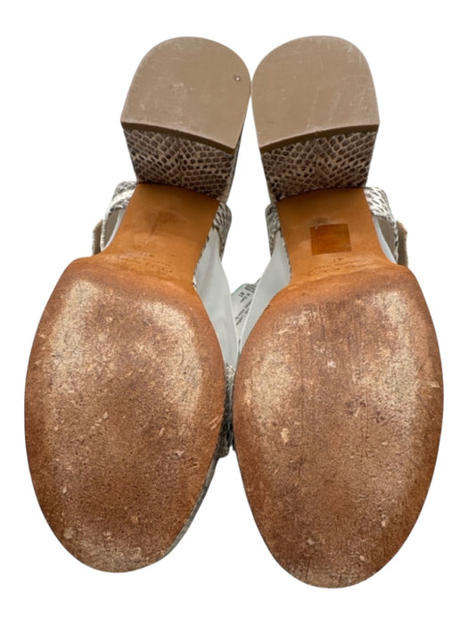 M. Gemi Shoe Size 41 Cream & Gray Leather Upper Snakeskin Embossed Sandals Cream & Gray / 41
