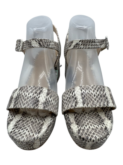 M. Gemi Shoe Size 41 Cream & Gray Leather Upper Snakeskin Embossed Sandals Cream & Gray / 41