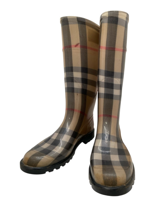 Burberry Shoe Size 40 Beige, Black, Red Rubber Knee High Nova Check Rain Boots Beige, Black, Red / 40