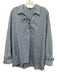 Elliot Lauren Size L Blue & White Cotton Long Sleeve Collar Lace Up Top Blue & White / L