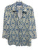 Foxcroft Size L Blue, White, yellow Nylon & Spandex 3/4 Sleeve Buttons Top Blue, White, yellow / L