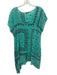 Johnny Was Size L Teal Green & Gray Cupra Rayon Cap Sleeve Embroidered Dress Teal Green & Gray / L