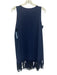 Karla Colletto Size L Dark Blue Nylon & Lycra Sleeveless Fringe Hem Dress Dark Blue / L