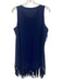 Karla Colletto Size L Dark Blue Nylon & Lycra Sleeveless Fringe Hem Dress Dark Blue / L
