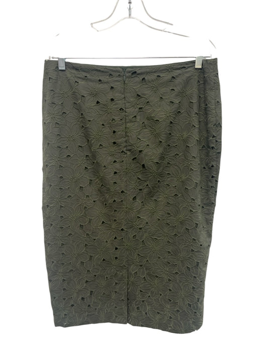 Ann Mashburn Size M/10 Olive Green Cotton 1/2 Sleeve Floral Cutout Skirt Set Olive Green / M/10