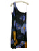 Marie Oliver Size M Black, Blue, Orange Silk painted floral One Shoulder Dress Black, Blue, Orange / M