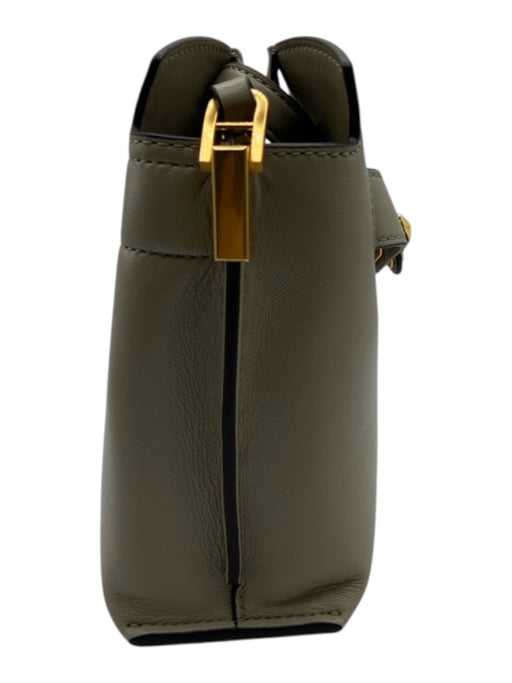Donna Karan Taupe Biege Leather Turn Lock Zip Crossbody Bag Taupe Biege / S