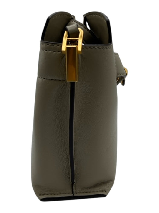Donna Karan Taupe Biege Leather Turn Lock Zip Crossbody Bag Taupe Biege / S