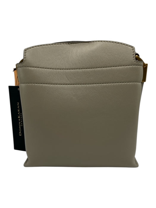 Donna Karan Taupe Biege Leather Turn Lock Zip Crossbody Bag Taupe Biege / S