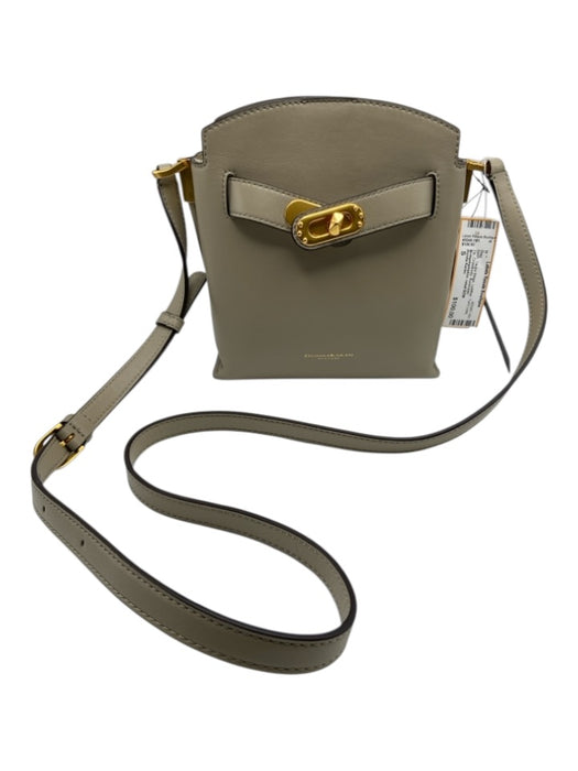 Donna Karan Taupe Biege Leather Turn Lock Zip Crossbody Bag Taupe Biege / S