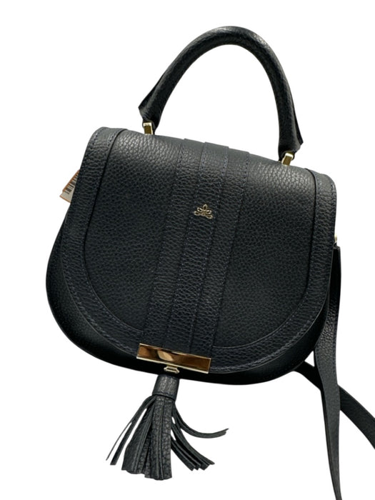DeMellier Black Leather Saddle Tassle Detail Crossbody Bag Black
