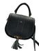DeMellier Black Leather Saddle Tassle Detail Crossbody Bag Black