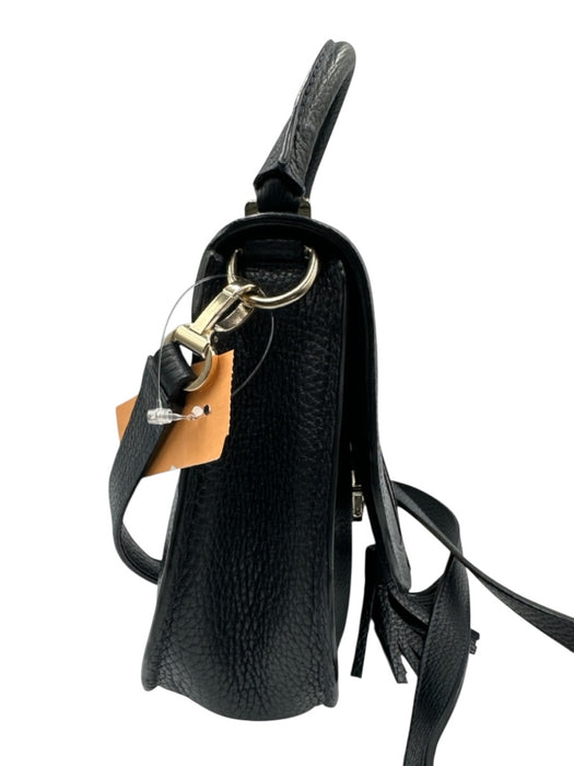 DeMellier Black Leather Saddle Tassle Detail Crossbody Bag Black