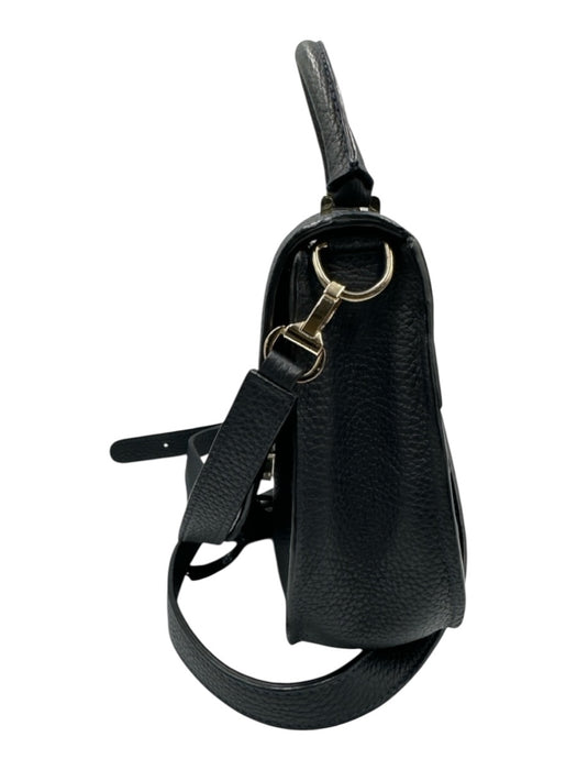 DeMellier Black Leather Saddle Tassle Detail Crossbody Bag Black