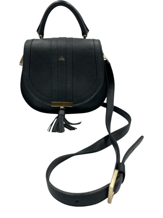 DeMellier Black Leather Saddle Tassle Detail Crossbody Bag Black