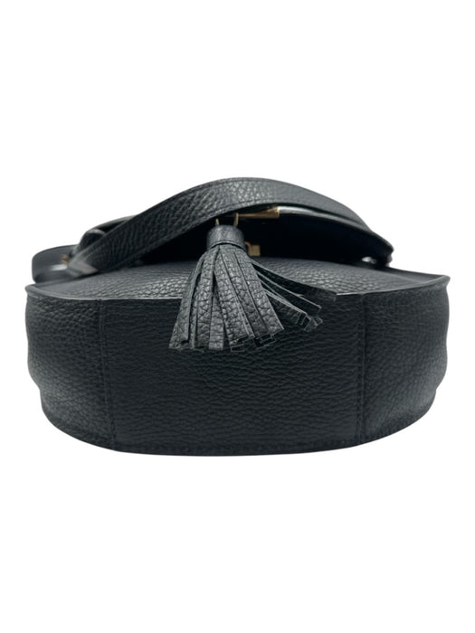 DeMellier Black Leather Saddle Tassle Detail Crossbody Bag Black