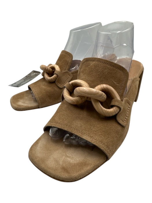 Pedro Garcia Shoe Size 41 Brown Leather open toe Block Heel Chain Detail Sandals Brown / 41
