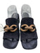 Pedro Garcia Shoe Size 41 Navy Leather open toe Block Heel Chain Detail Sandals Navy / 41