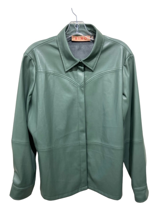 Rino & Pelle Size 44 Green Polyester Collared Button Up seam detail Jacket Green / 44
