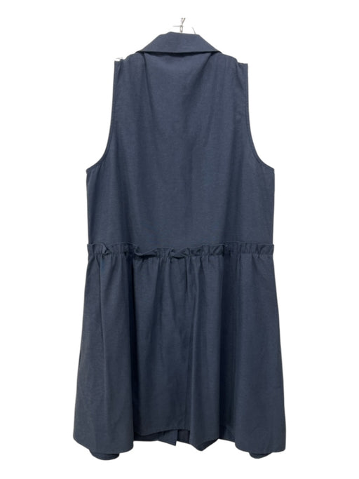 Abbey Glass Size XL Navy Blue Cotton & Polyester Ruffle Trim Sleeveless Dress Navy Blue / XL