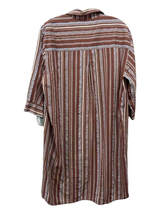 Cotelac Size 3/L Brown & Cream Viscose Vertical Stripes 3/4 Sleeve Dress Brown & Cream / 3/L