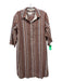 Cotelac Size 3/L Brown & Cream Viscose Vertical Stripes 3/4 Sleeve Dress Brown & Cream / 3/L