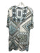 Etro Size 46 / M White, Blue, Yellow Viscose Abstract Short Sleeve Shift Dress White, Blue, Yellow / 46 / M