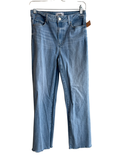Paige Size 27 Light Wash Cotton Straight Leg 5 Pocket Zip Fly Frayed Hem Jeans Light Wash / 27