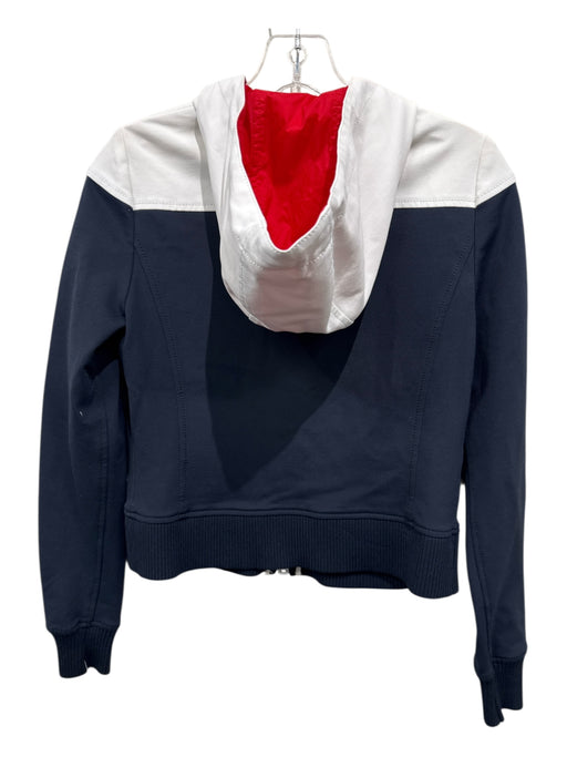 Worth Size XP White & Navy Blue Viscose & Nylon Hood Zip Color Block Jacket White & Navy Blue / XP