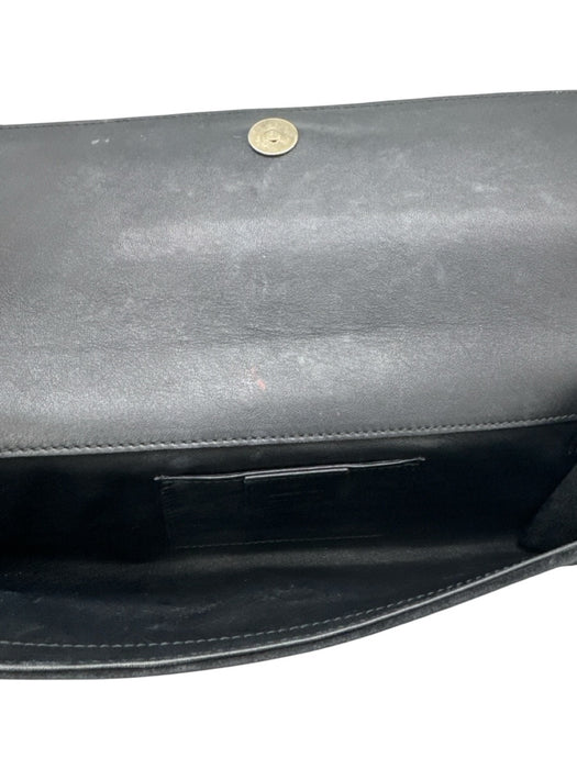 Gucci Black & Gold Suede Rhinestone Logo Snap Closure Clutch Bag Black & Gold / S