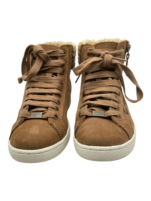 Ugg Shoe Size 7 Brown & Beige Nubuck Faux Shearling Zip Up High Top Sneakers Brown & Beige / 7