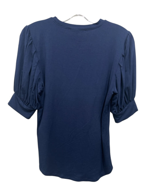Frame Size S Navy Blue Viscose & Spandex Short Puff Sleeve T Shirt Top Navy Blue / S