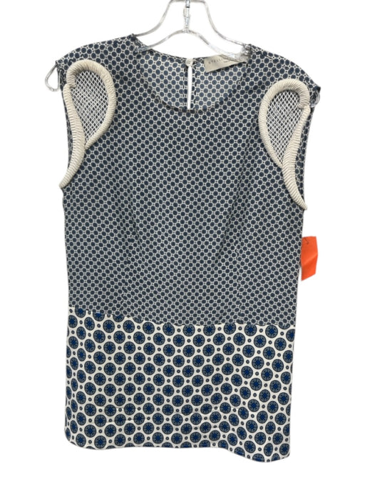 Stella McCartney Size S Blue & White Sleeveless Pattern Block Netted Top Blue & White / S