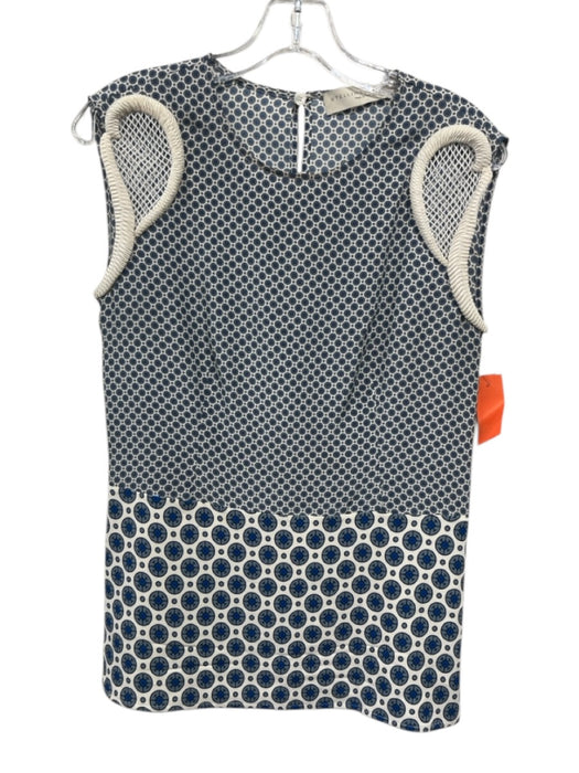 Stella McCartney Size S Blue & White Sleeveless Pattern Block Netted Top Blue & White / S