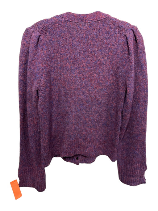Veronica Beard Size S Purple, Red, Blue Long puff sleeve Gold Buttons Cardigan Purple, Red, Blue / S
