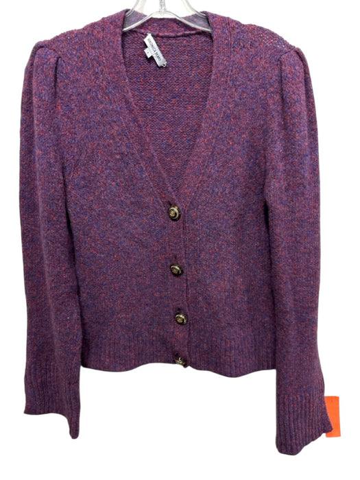 Veronica Beard Size S Purple, Red, Blue Long puff sleeve Gold Buttons Cardigan Purple, Red, Blue / S