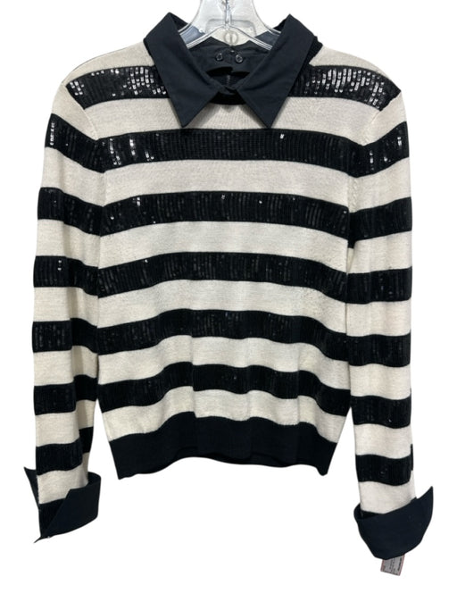 Alice + Olivia Size M Black & Cream Cotton & Polyester Long Sleeve Sweater Black & Cream / M