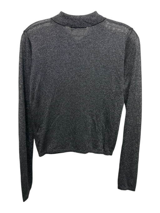 Rolla's Size 12/L Black & Silver Viscose & Polyamide Shimmer Snaps Cardigan Black & Silver / 12/L