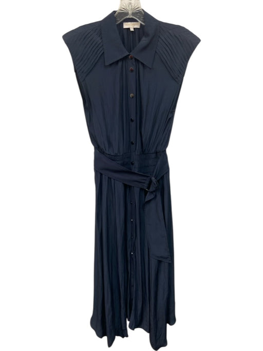 Ramy Brook Size S Navy Polyester Collar Neck Snap Button Close Sleeveless Dress Navy / S
