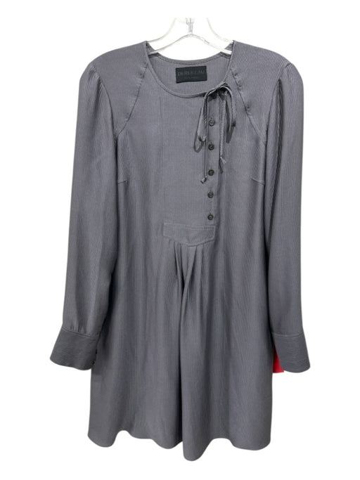 Derek Lam Size 6 Gray Silk Pinstripe BHW Long Sleeve Dress Gray / 6