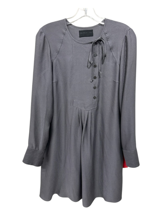 Derek Lam Size 6 Gray Silk Pinstripe BHW Long Sleeve Dress Gray / 6