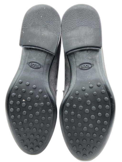 Tod's Shoe Size 36.5 Gray Suede Round Toe embossed logo loafer Flats Gray / 36.5