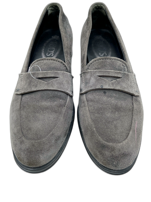 Tod's Shoe Size 36.5 Gray Suede Round Toe embossed logo loafer Flats Gray / 36.5