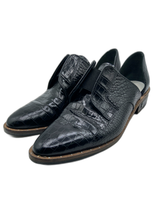 freda salvador Shoe Size 6.5 Black Leather Croc D'Orsay Shiny loafer Flats Black / 6.5