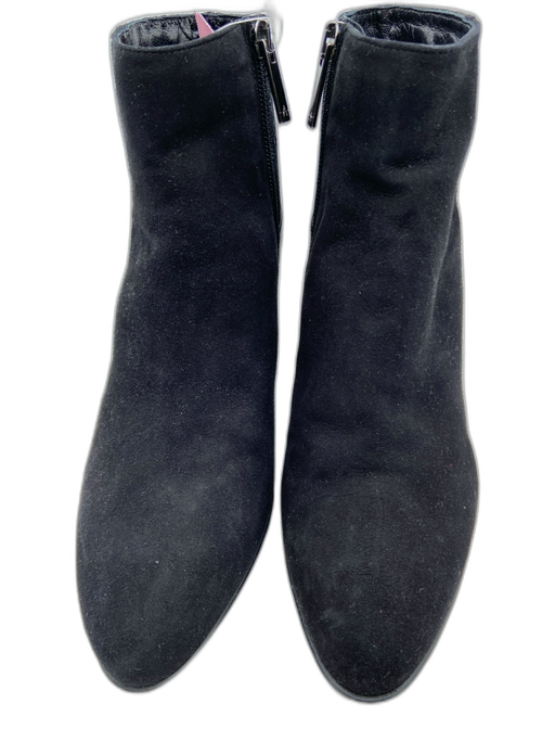 Aquatalia Shoe Size 7 Black Suede & Leather Fabric Block Almond Toe Ankle Boots Black / 7